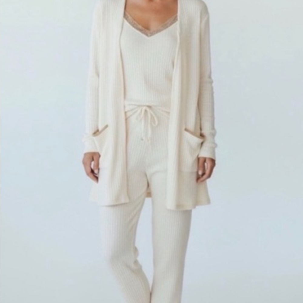 Blu Pepper Ivory Women's Pajama Set with Lace Trim